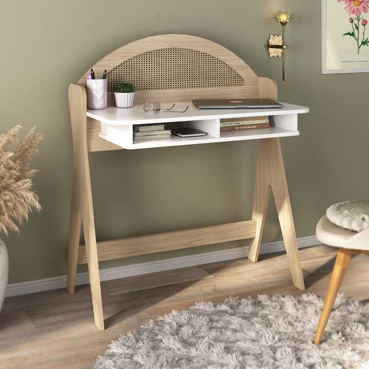 Escrivaninha Ceci 2N Natura.Branco Artely