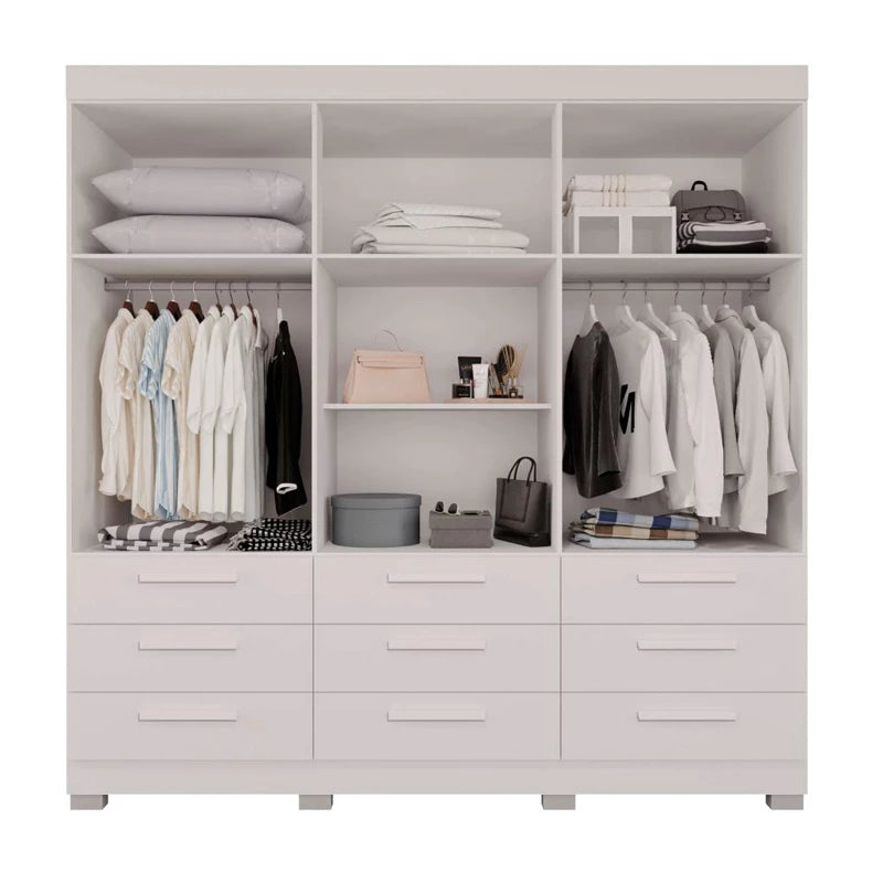 Roupeiro Dinamarca Branco C/Espelho 6 Portas 9 Gavetas C/pés Larg. 1.80m - Sallêto