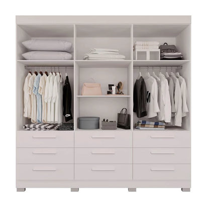 Roupeiro Dinamarca Branco C/Espelho 6 Portas 9 Gavetas C/pés Larg. 1.80m - Sallêto