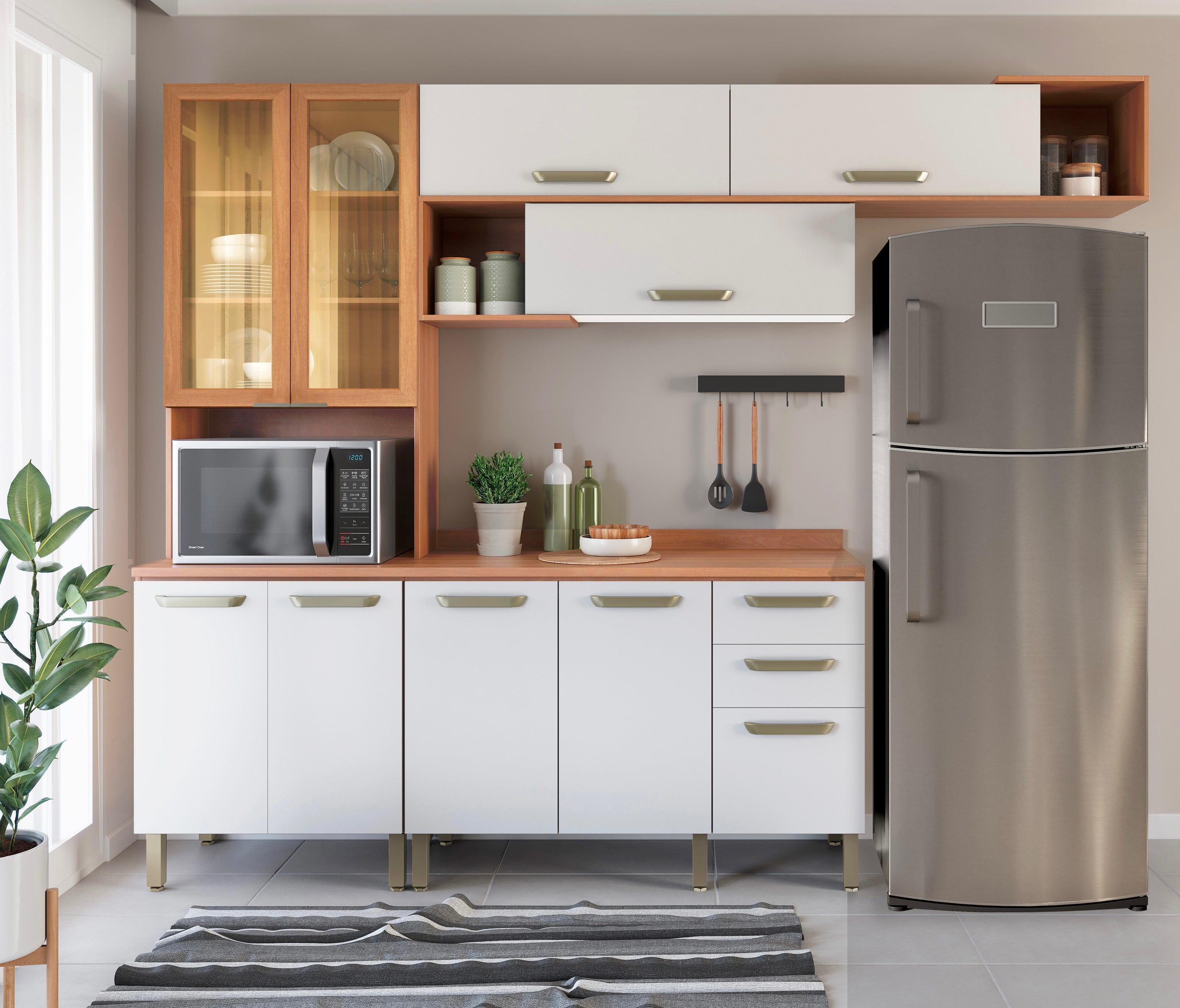 Cozinha Pimenta Reflecta Completa Branco/Freijó