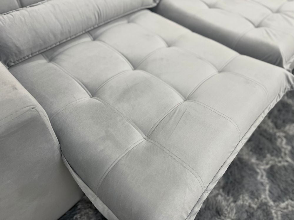 Sofá Retrátil Reclinável Small 2.00m – Prata Veludão - Móveis furniture