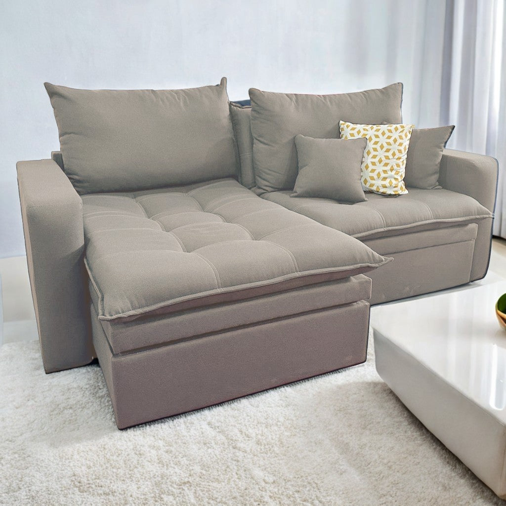 Sofá Retrátil Baú Versate 2,40 m Linho Bege – ARJAN DECOR - Móveis furniture