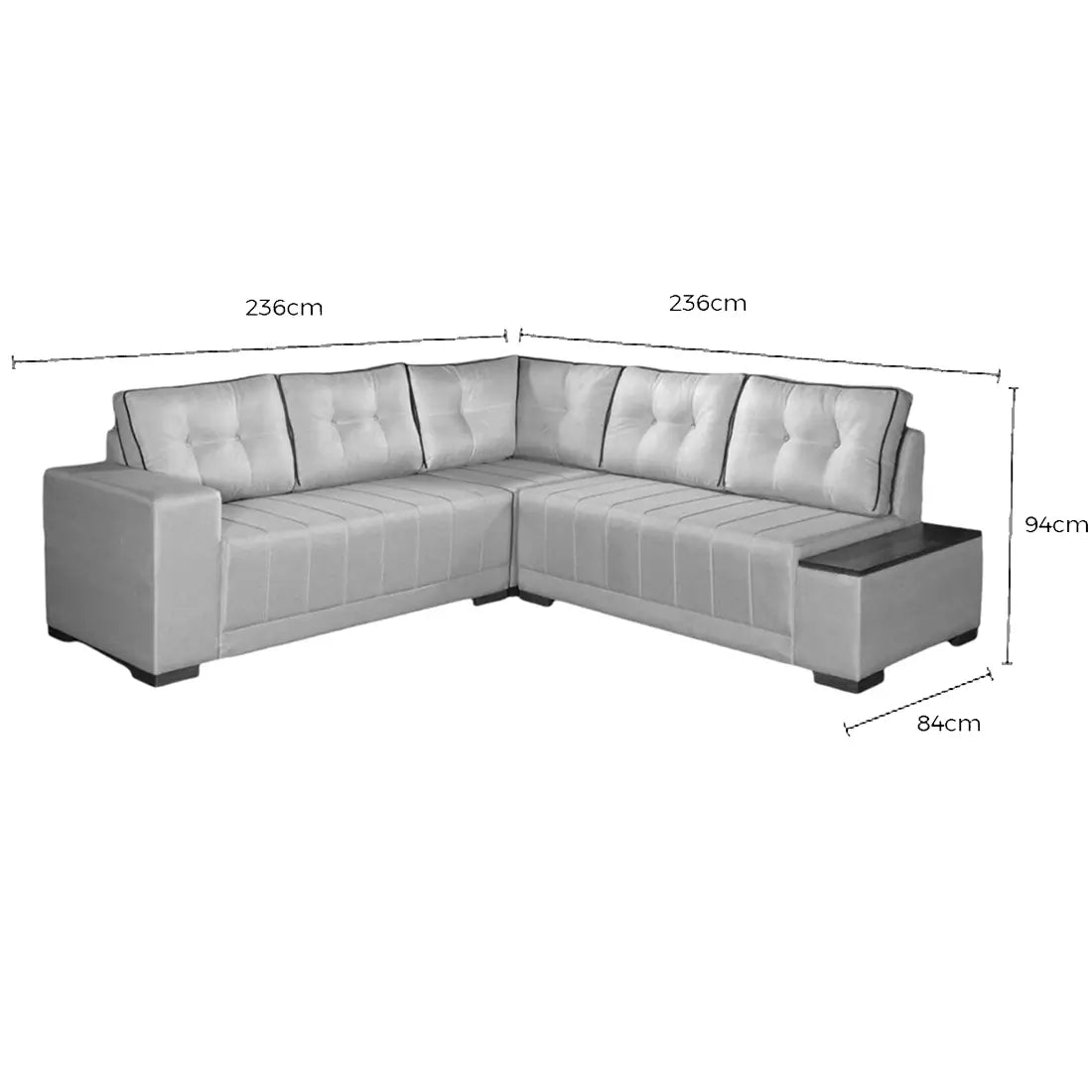 Sofá de Canto Ouro Fino 7 Lugares 236cm X 236cm Tecido Linho Lufer
