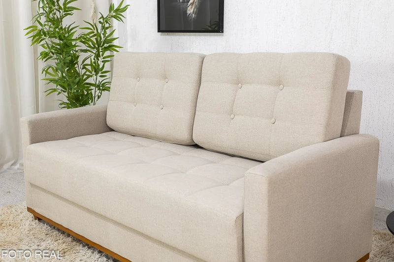 Sofá 3 lugares Living Áustria Linho Bege A57 Larg. 1.70m