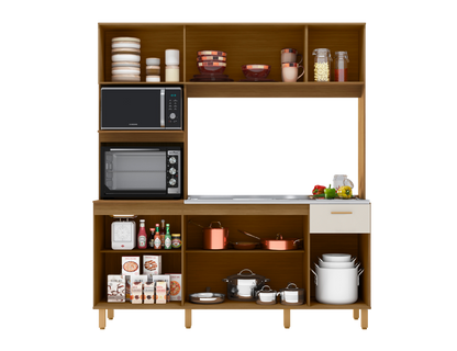 Kit Cozinha Liz 1,80 m Freijó/Ripado/Off White – POLIMAN