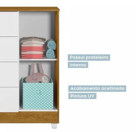 Comoda de Bebe1 Porta 4 Gavetas Life Tigus Baby - Móveis furniture