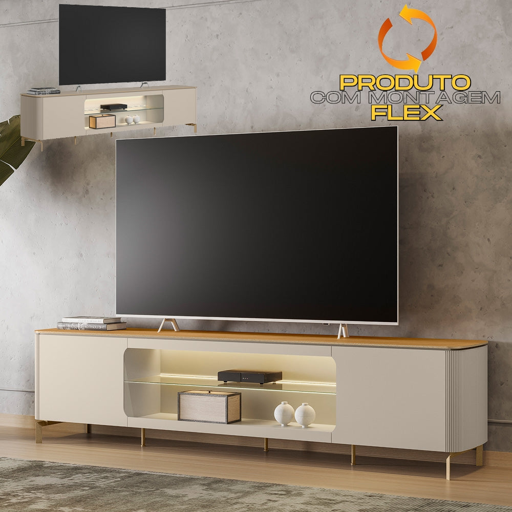 Rack até 85″ Santorini Off White/Tauari Fosco – LINEA BRASIL