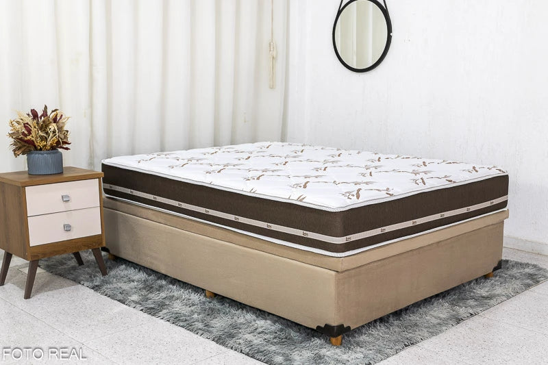 Box Baú Prime Capuccino + Colchão Casal Classic Marrom 188×138x62 Molas Superlastic Anjos - Móveis furniture