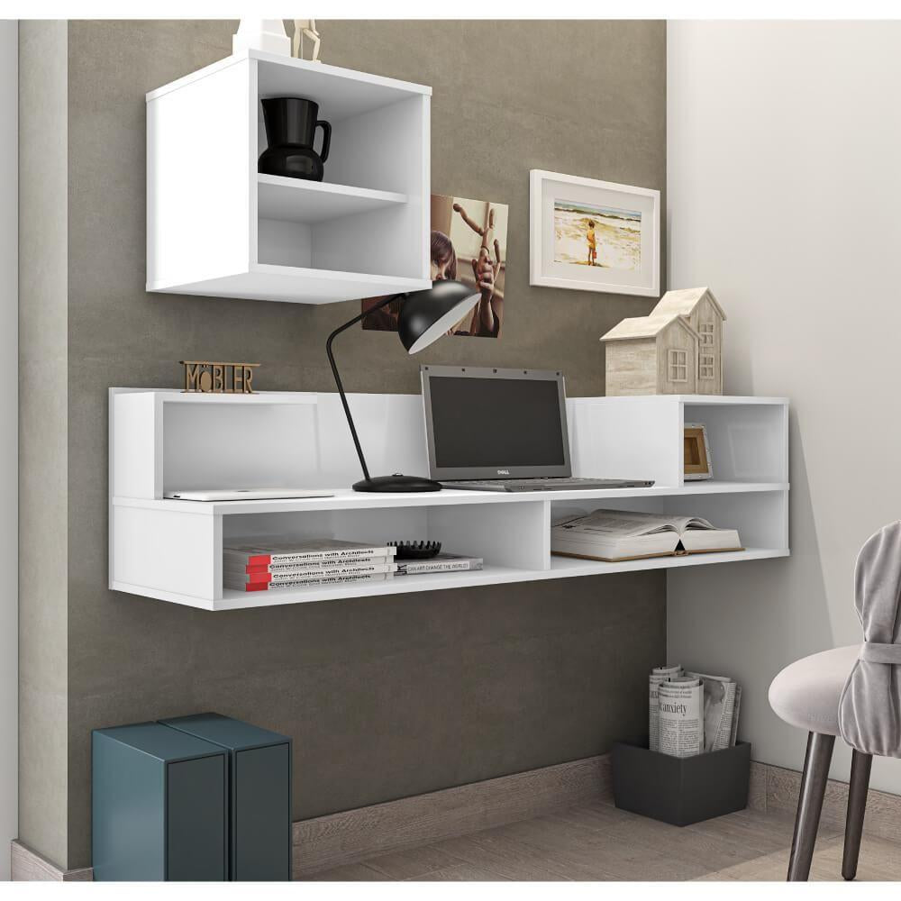 Escrivaninha Suspensa Tok Branco - Móveis furniture