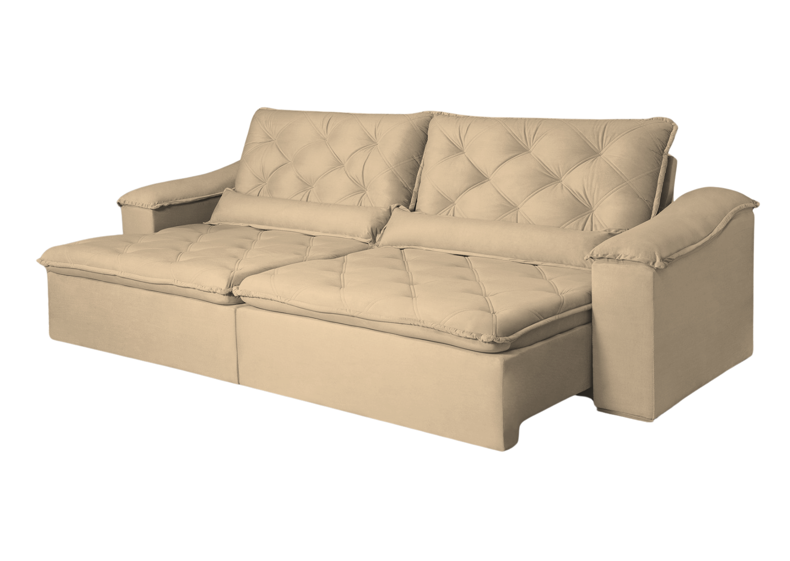 Sofá Retrátil e Reclinável 2.50  Holanda  Tecido Suede beje