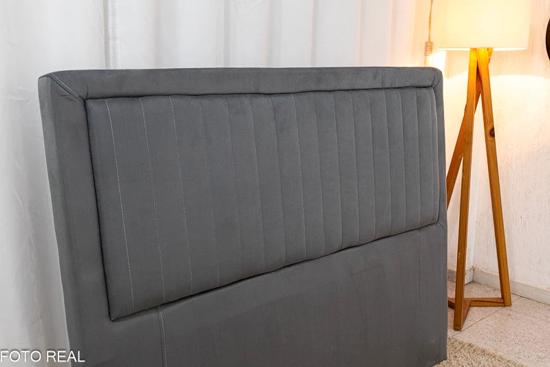 Cabeceira Queen Cintia Veludo Cinza Larg. 1.60m
