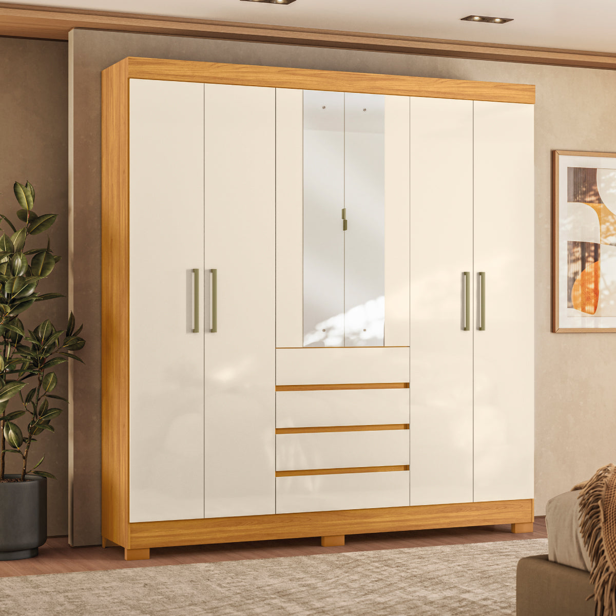 Guarda-Roupa 6 Portas Ópera Cinamon/Off White – DEMÓBILE
