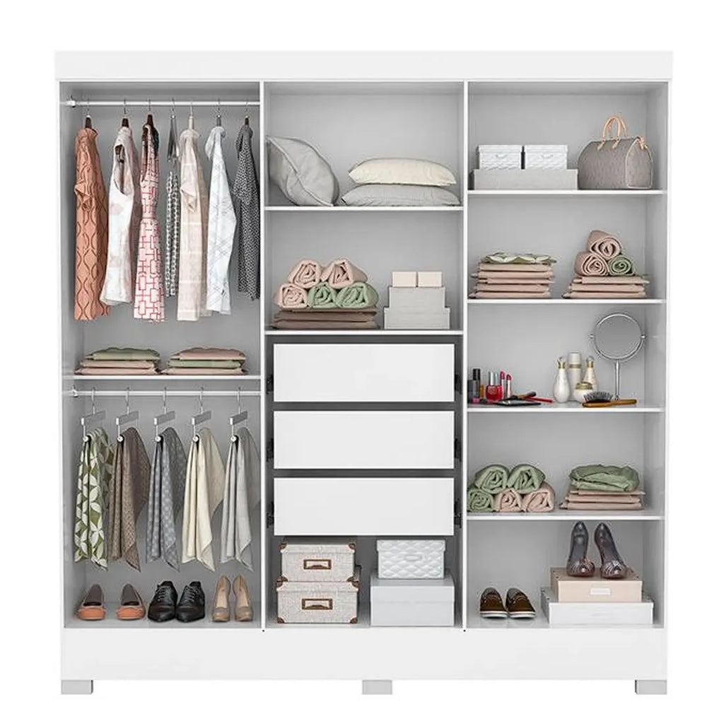 Guarda Roupa Pratico Casal 6 Portas 3 Gavetas Demobile
 Amêndoa off white
