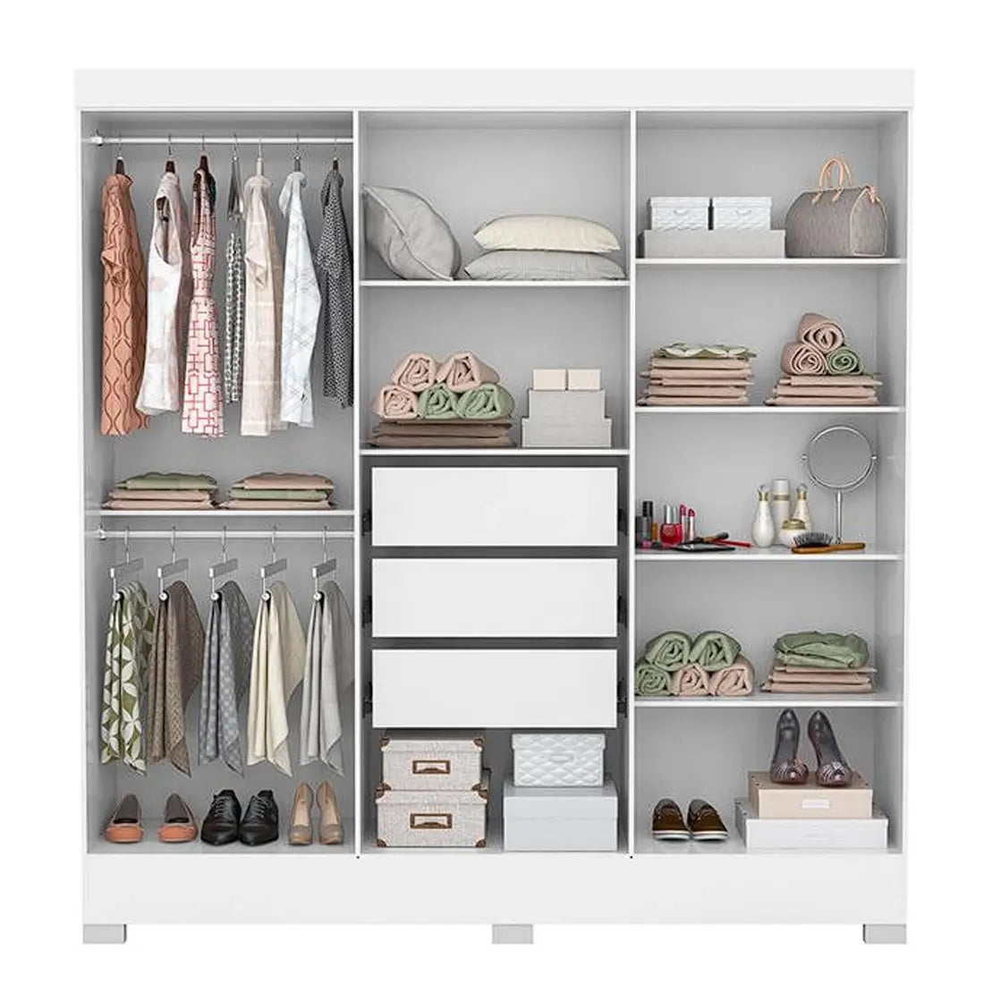 Guarda Roupa Pratico Casal 6 Portas 3 Gavetas Demobile
 Amêndoa off white
