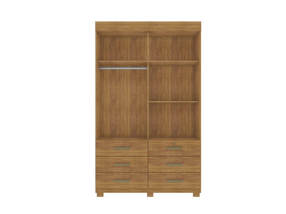 Guarda-Roupa Buzios 2 portas de correr Sem espelho 6 gavetas – Mel/Areia
