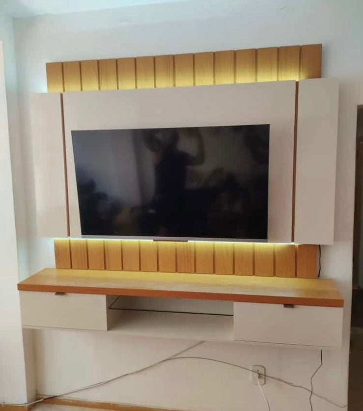 Home Suspenso até 55″ Ilusion 1.8 Off White/Cinamono - Móveis furniture