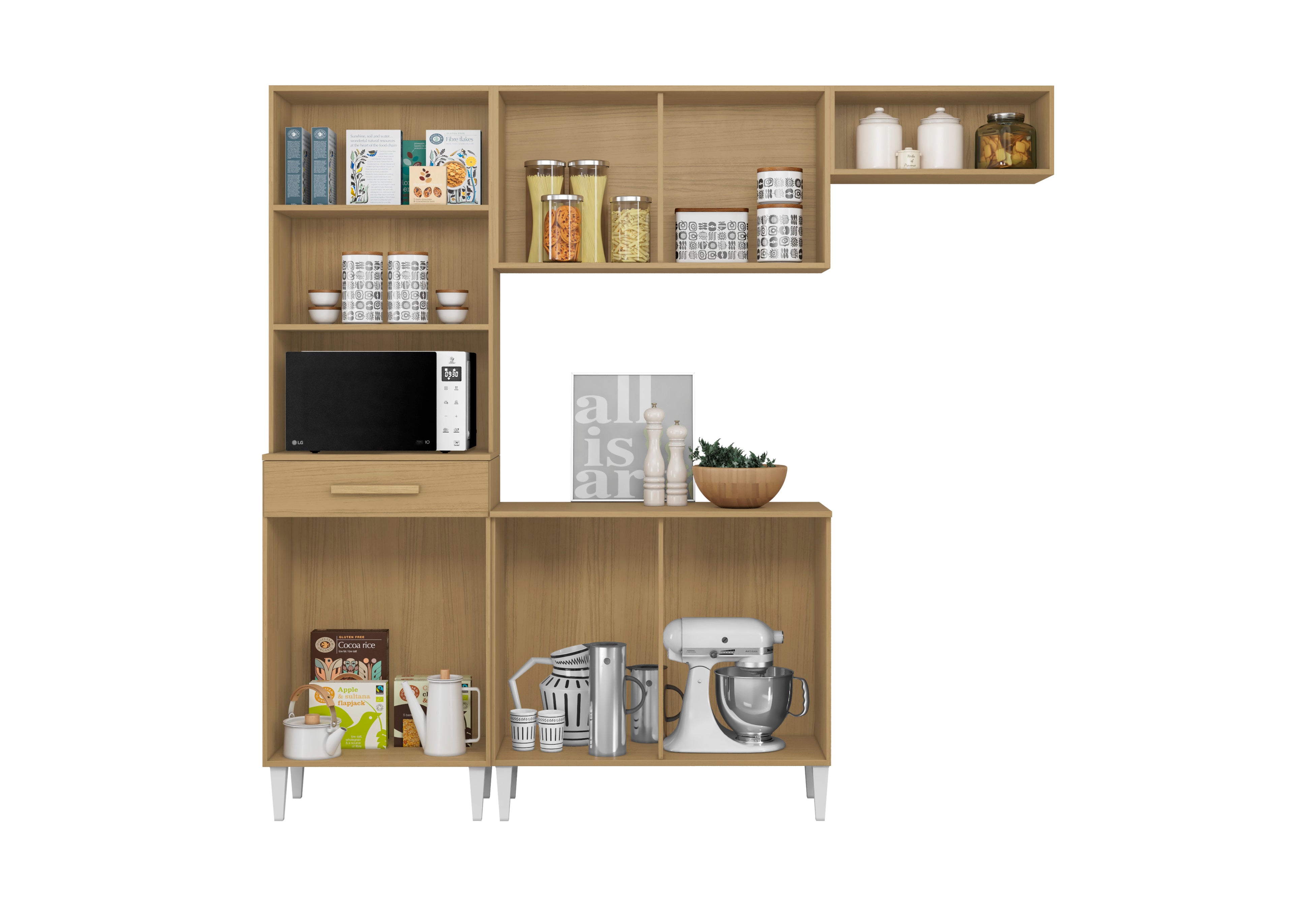 Cozinha Compacta c Balcao Isabelle Branco Txt Aramoveis - Móveis furniture