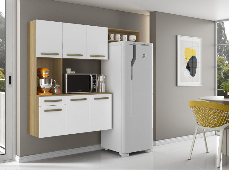 Cozinha Compacta Carol 6P1G com Balcao Atacama.Branco Aramoveis - Móveis furniture