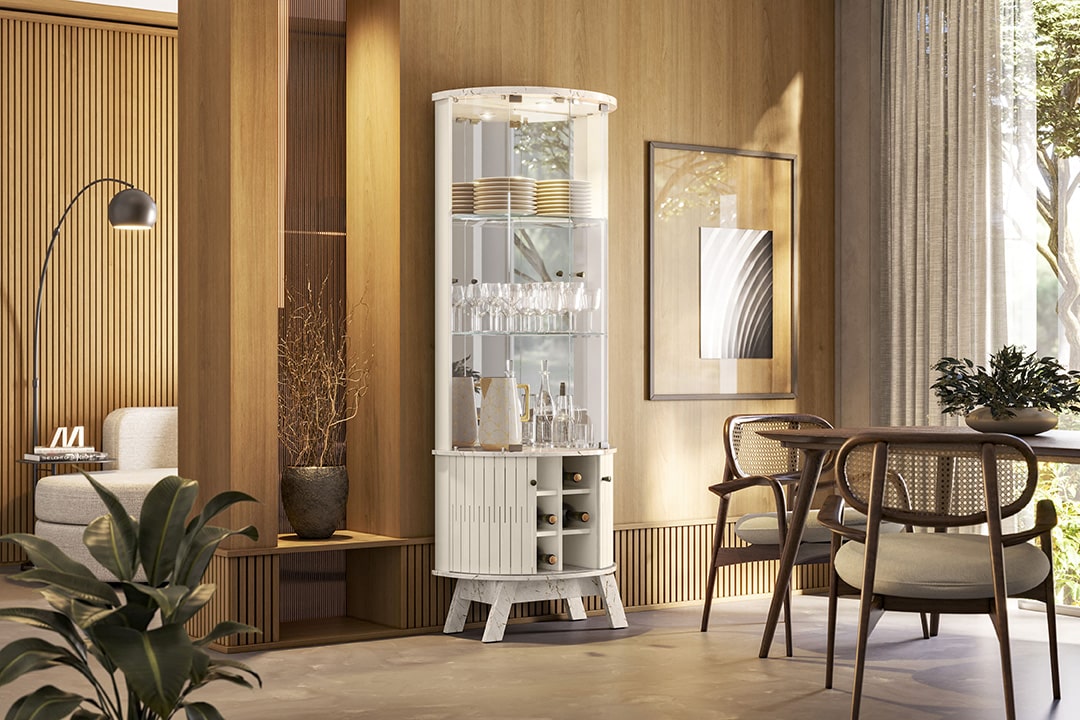 Cristaleira Marina 4P Calacata.Off White - Móveis furniture