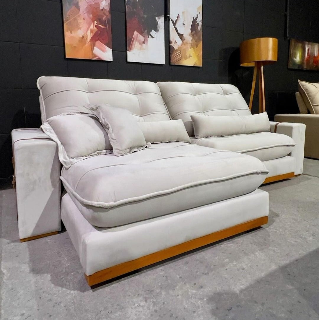 Sofá Retrátil e Reclinável Arthur/Toronto 2,30 m Marfim 4050 – D’VITRINE ESTOFADOS