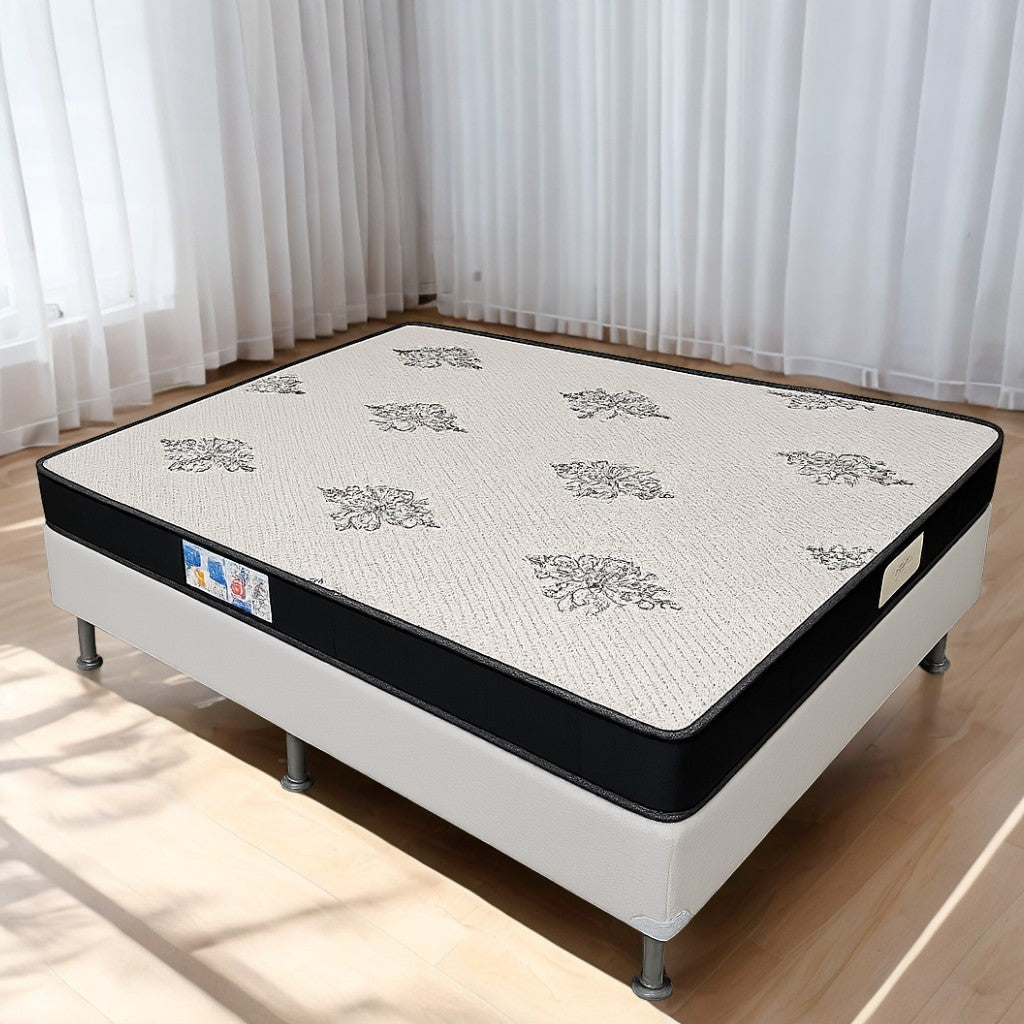 Colchão Casal Light D20 + Base Box Simples Corino Branco – ECOTEC + ALTO NÍVEL CAMAS E COLCHÕES