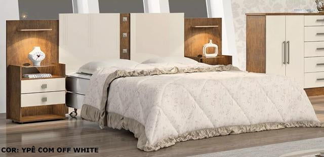 Cabeceira Box Casal.Queen Rubi 140.160 Ipe.Off White D Doro