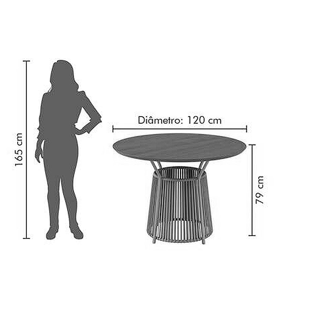 Mesa Roma Redonda 120cm com Corda Náutica Paonanda