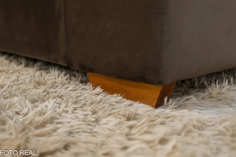 Sofá Canto 5 lugares Cuiabá Veludo Marrom - Móveis furniture