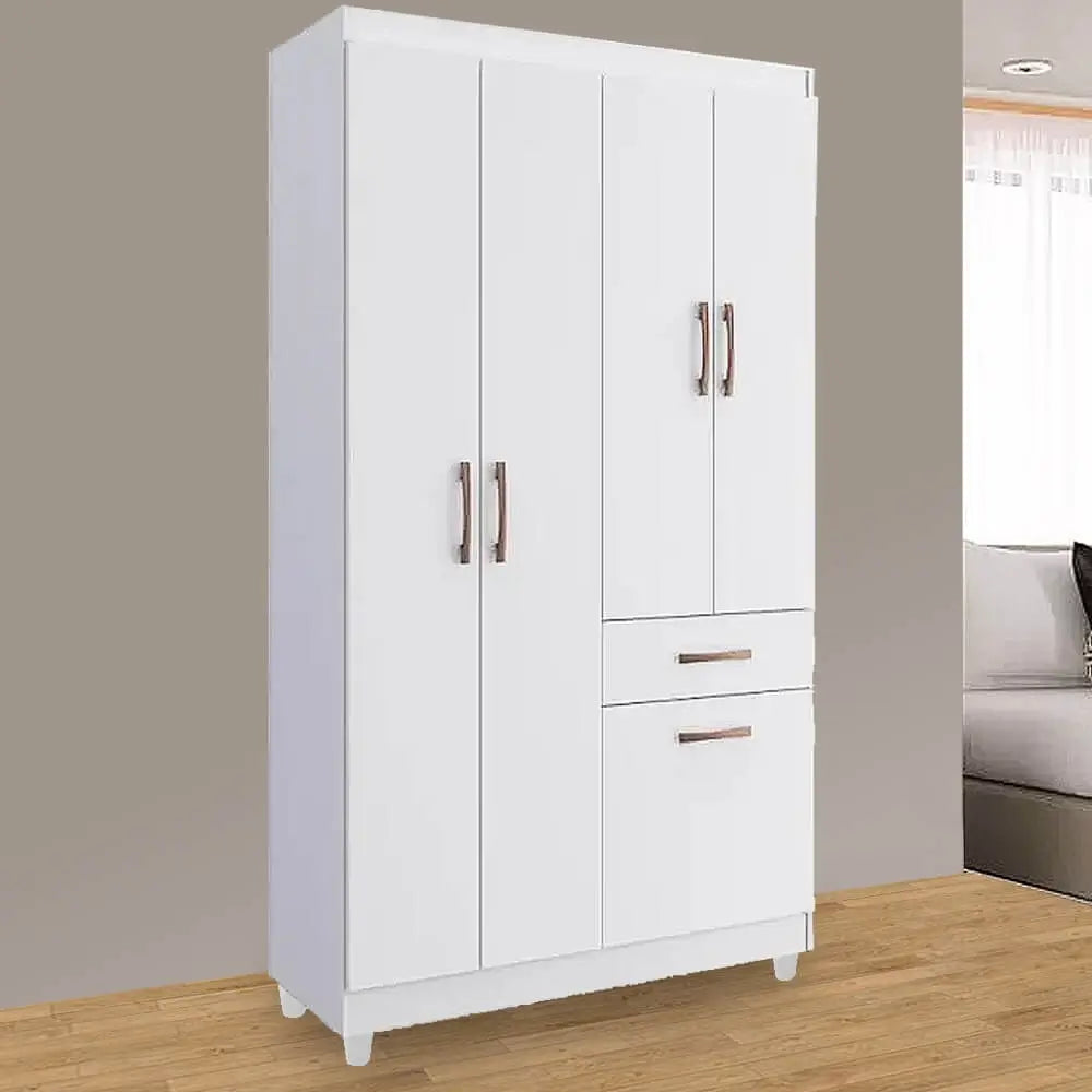 Guarda Roupa New Marbella Solteiro 5 Portas 1 Gaveta Poquema BRANCO
