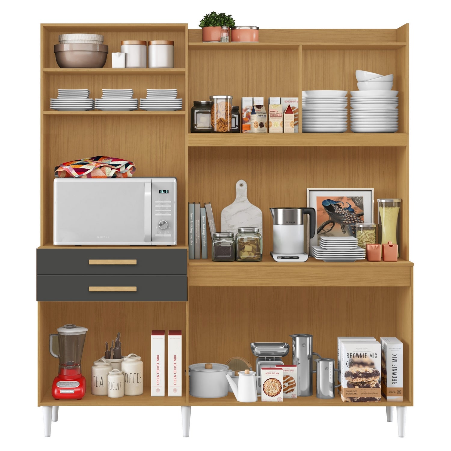 Kit Cozinha Selena 1,82 m Cinamomo/Grafite – ARAMÓVEIS