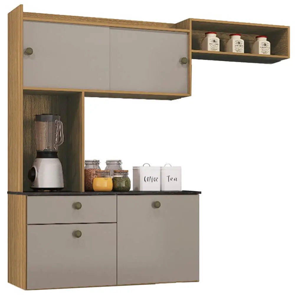 Cozinha Suspensa Lara 4 Portas 1 Gaveta Poquema DAMASCO OFF