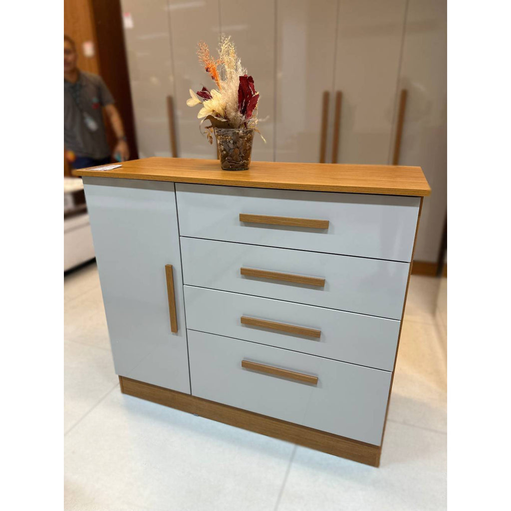 Cômoda Sapateira Chicago 4 Gavetas 1 Porta Tcil – Cinamomo/Off White - Móveis furniture