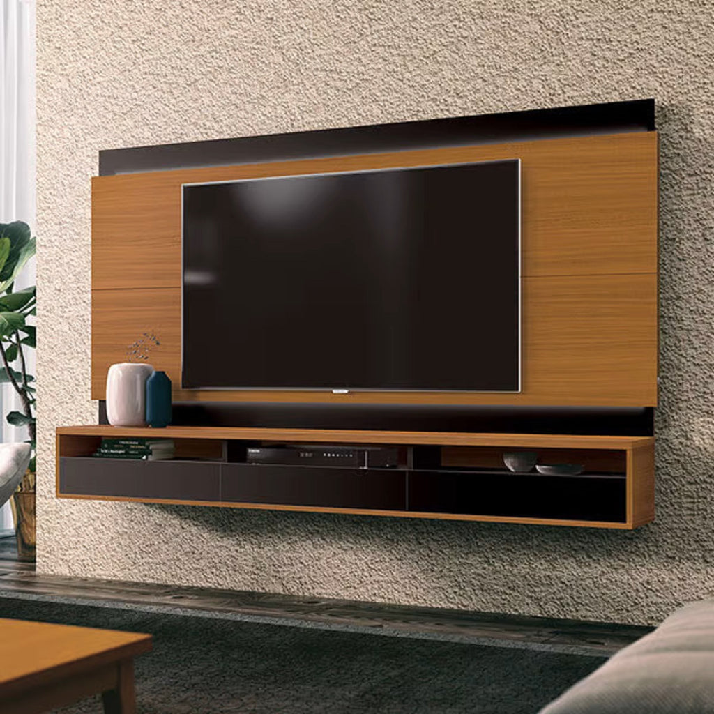 Painel até 75″ Savoy 2.0 Cedro Natural/Preto – EDN MÓVEIS - Móveis furniture