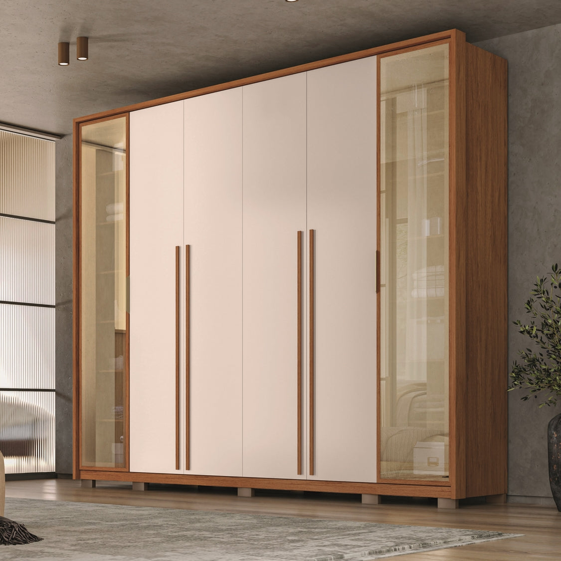 Guarda-Roupa 6 Portas Octavius 2,65 m Freijó/Off White – CAEMMUN MOVELARIA - Móveis furniture