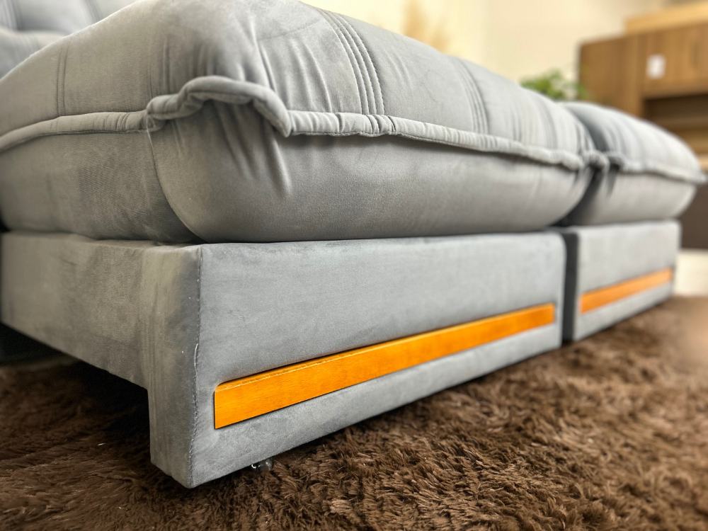 Sofá Retrátil Reclinável Iguaçu 2.10m – Cinza Veludão - Móveis furniture