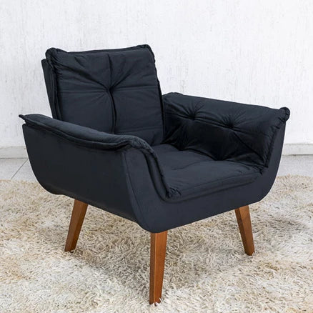 Poltrona Pérola Base Fixa Sued Preto - Móveis furniture