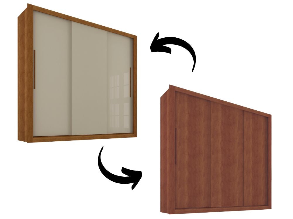 Guarda-Roupa Panamá 3 portas de correr flex – Cinamomo/Off White - Móveis furniture