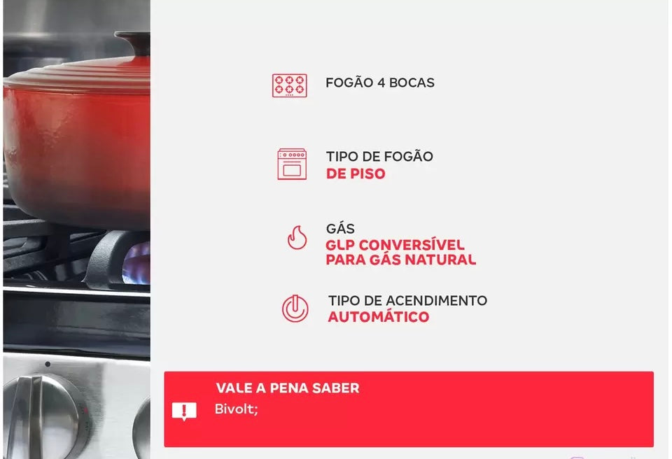 Fogão 4 Bocas Mesa de Vidro
Esmaltec Preto - Acendimento Automático Caribe Glass