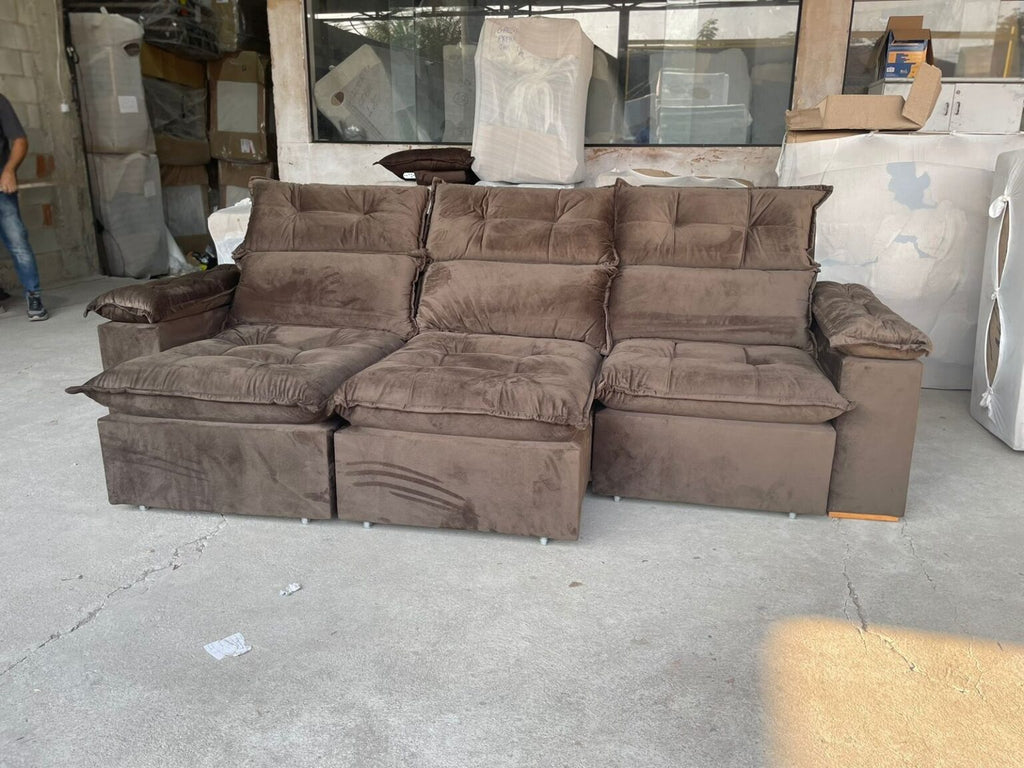 Sofá Retrátil e Reclinável Imperial 2,75 m Veludo Jolie Marrom 05 – IMPERIAL DECOR - Móveis furniture