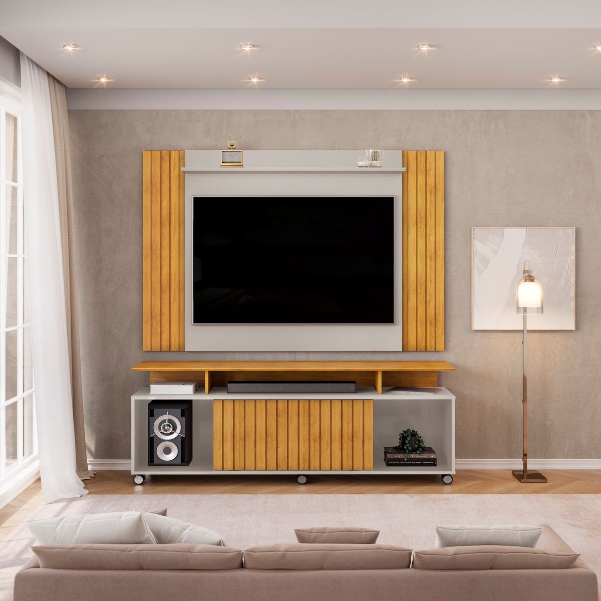 Combo Painel Extensivel Trend Bali.Cedro com Rack Tomy Bali.Cedro - Móveis furniture