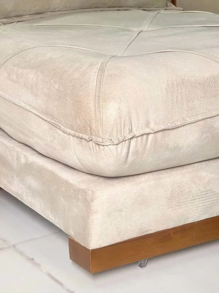 Sofá Retrátil e Reclinável Luanda/Isabella 2,50 m Veludo Bege – TREVO ESTOFADOS - Móveis furniture