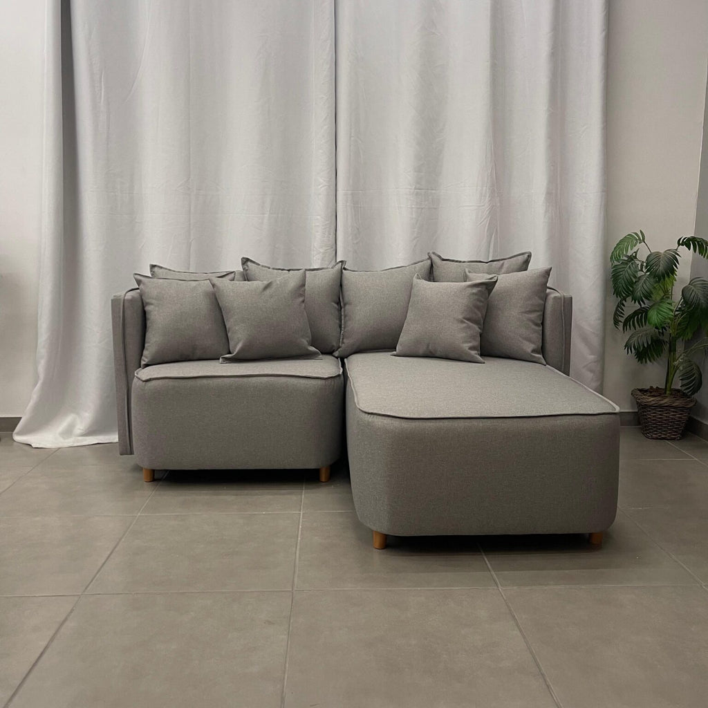 Sofá Opel 2 Lugares com Chaise Tecido Linho 180cm Paropas