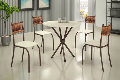Conjunto Atlanta 4 Cadeiras Base Ipanema Tampo Off 75×75 Marrom - Móveis furniture