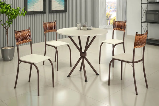 Conjunto Atlanta 4 Cadeiras Base Ipanema Tampo Off 75×75 Marrom - Móveis furniture