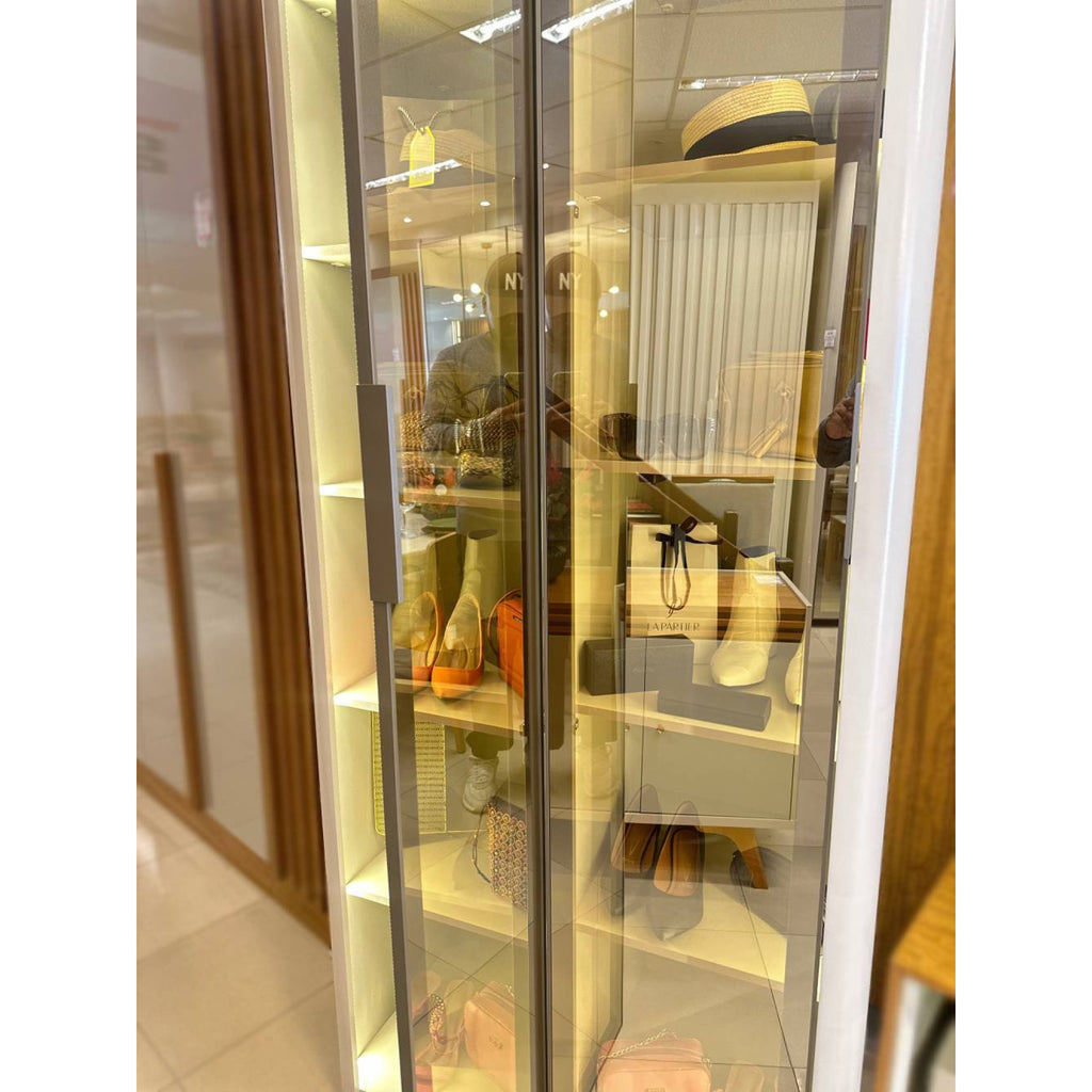 Sapateira Innova 2P Vidro Reflecta com Pes e LED Off White Gelius