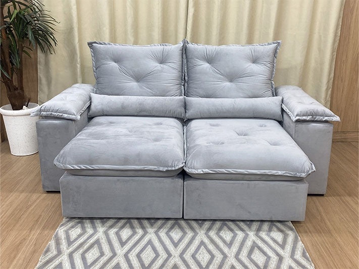 Sofá Retrátil Reclinável 2,30 m Cinza claro 501 Zuqui Plus - Móveis furniture