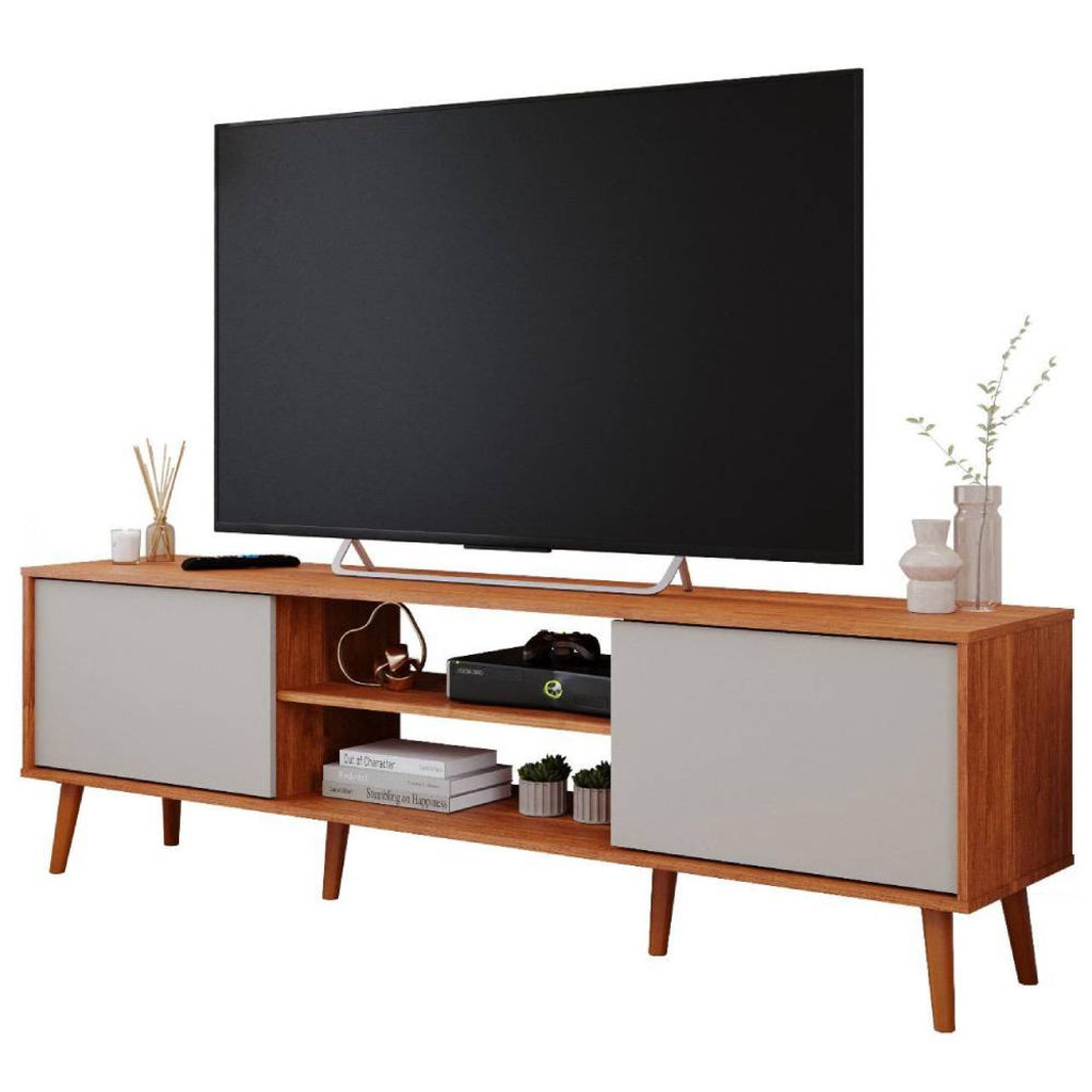 Rack Bancada Berlim para Tvs até 60" - Cinamomo/Off White - Móveis furniture
