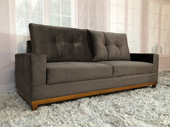 Sofá 3 Lugares Living 2,15 m Marrom Milena - Móveis furniture