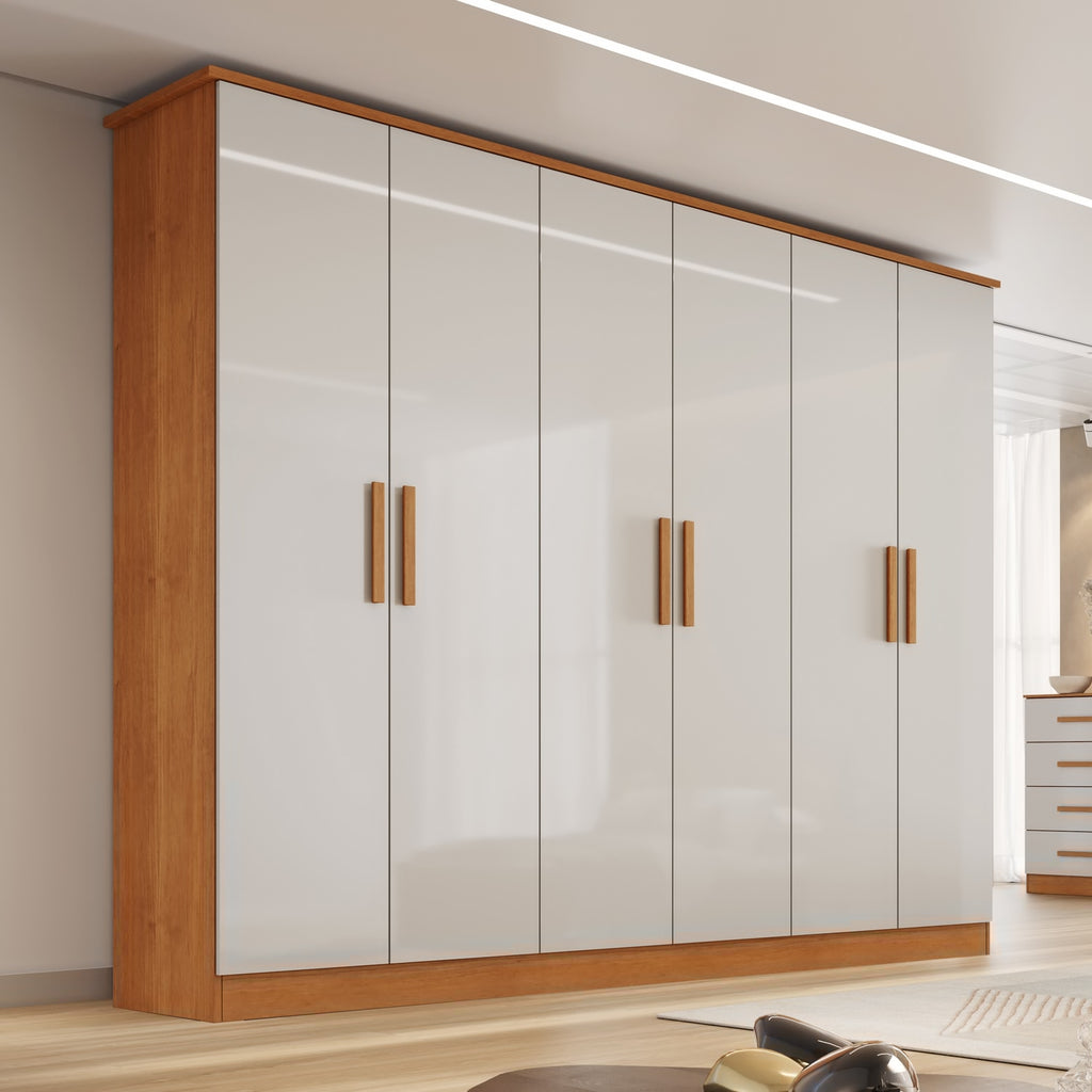 Guarda-Roupa 6 Portas Nina 2,12 m Nature/Off White – BIANCHI