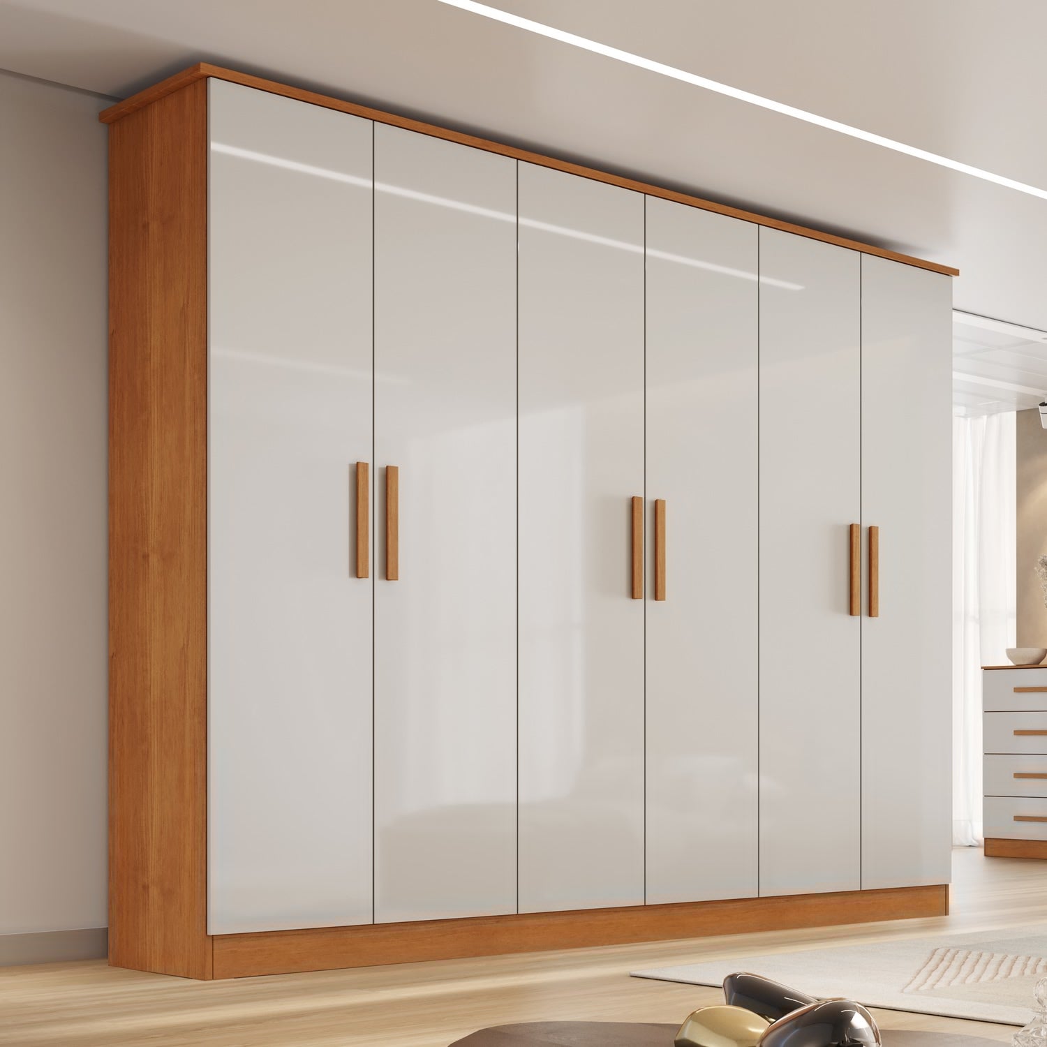 Guarda-Roupa 6 Portas Nina 2,12 m Nature/Off White – BIANCHI